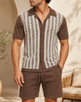 Mivanity Men's Solid Color Knit Cardigan Shorts Sets