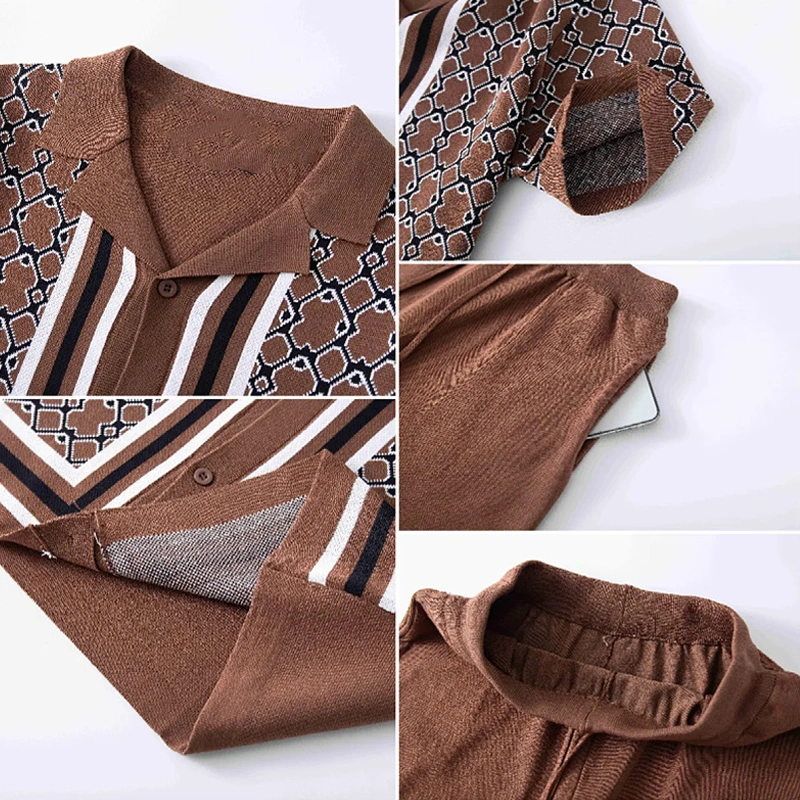Mivanity Men's Solid Color Knit Cardigan Shorts Sets