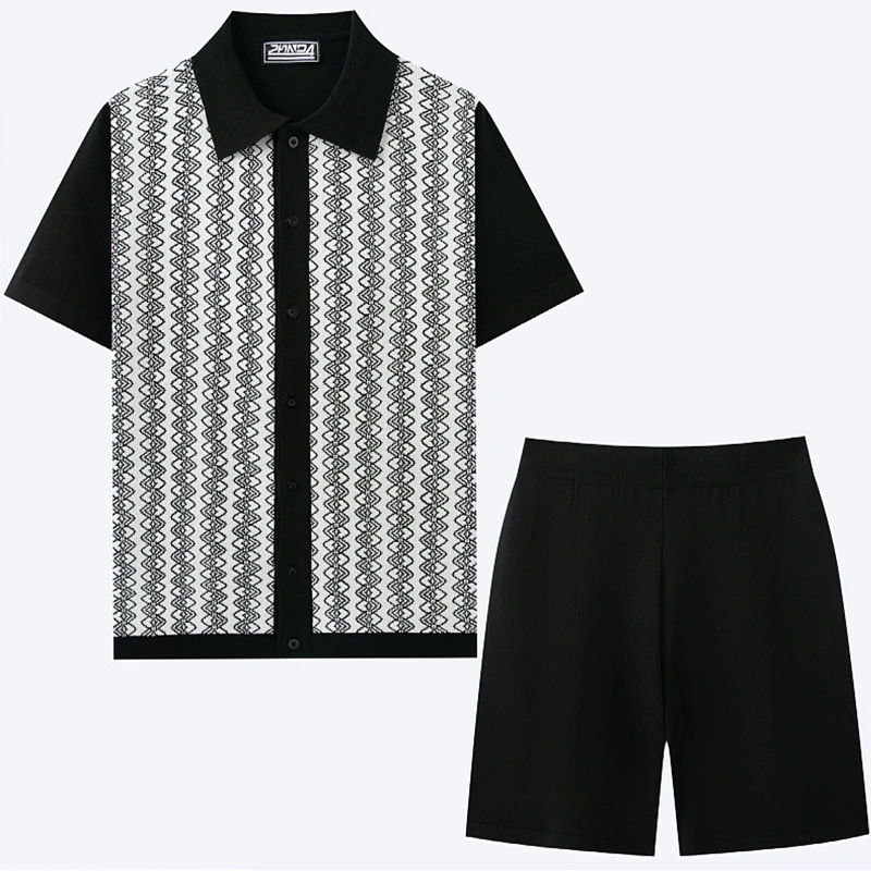 Mivanity Men's Solid Color Knit Cardigan Shorts Sets