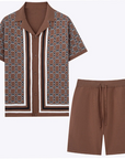 Mivanity Men's Solid Color Knit Cardigan Shorts Sets
