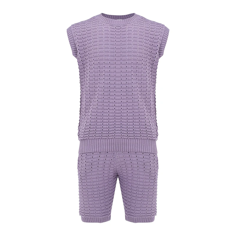 Mivanity Men's Solid Color Knit T-Shirt Shorts 2-Piece Sets
