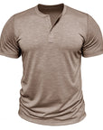 Mivanity Men's Solid Color Short-Sleeve Henley T-Shirts