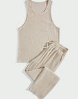 Mivanity Men's Solid Color Sleeveless Top Pants Sets