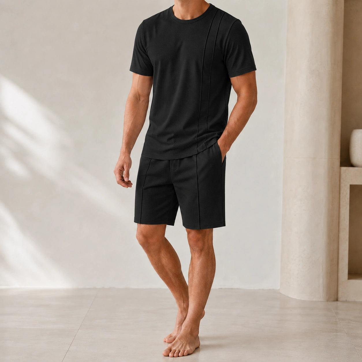 Mivanity Men's Solid Color T-Shirt Shorts Sets
