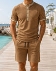 Mivanity Men's Sports Casual Polo Shorts 2-Piece Sets