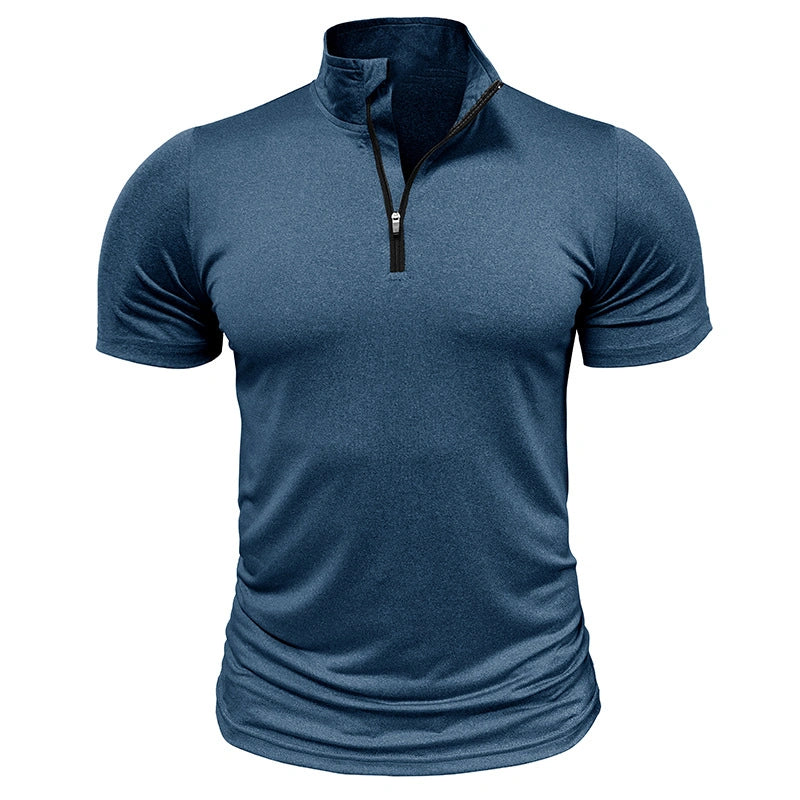 Mivanity Men's Stand Collar Quick-Dry Short-Sleeve T-Shirts