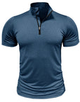 Mivanity Men's Stand Collar Quick-Dry Short-Sleeve T-Shirts