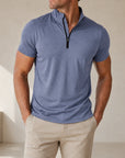 Mivanity Men's Stand Collar Quick-Dry Short-Sleeve T-Shirts