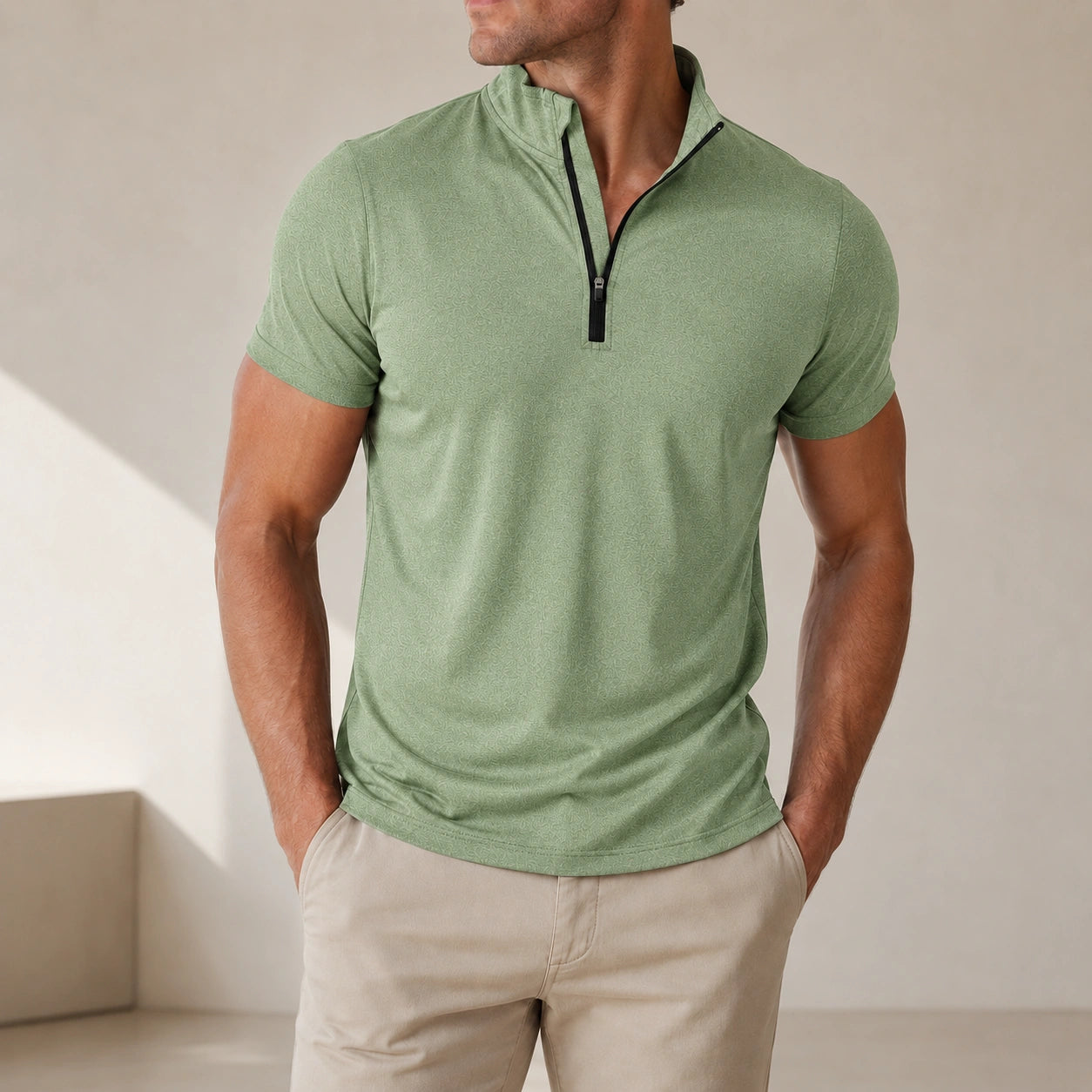 Mivanity Men's Stand Collar Quick-Dry Short-Sleeve T-Shirts