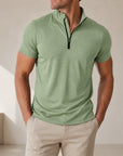 Mivanity Men's Stand Collar Quick-Dry Short-Sleeve T-Shirts