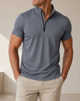 Mivanity Men's Stand Collar Quick-Dry Short-Sleeve T-Shirts