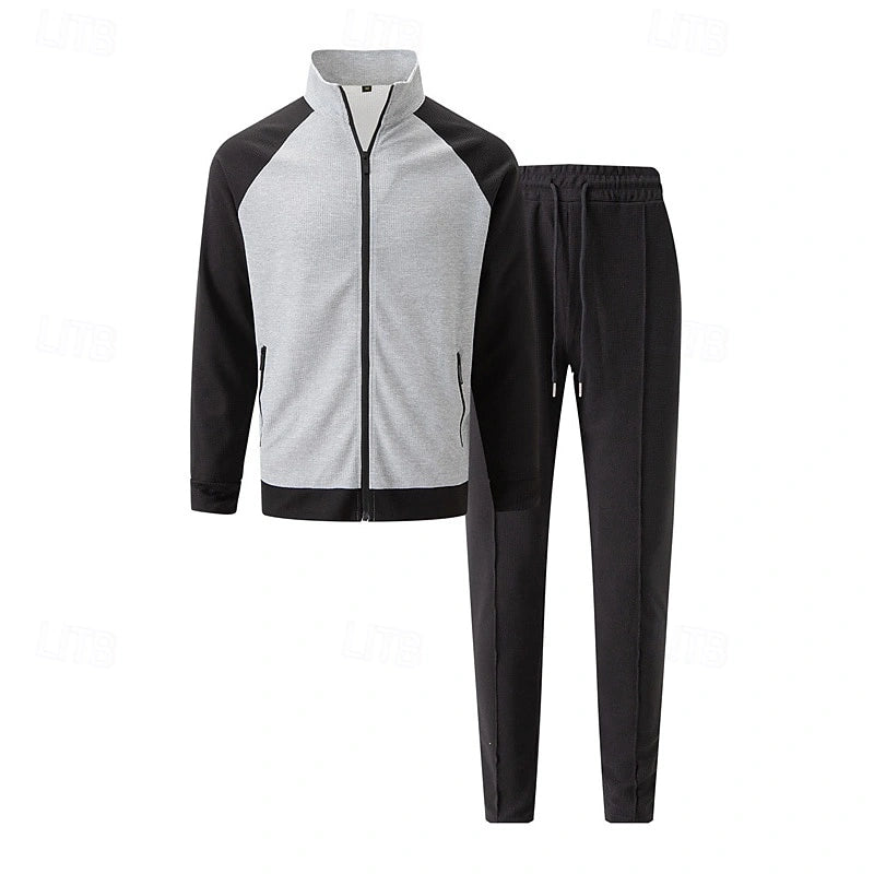Mivanity Men's Stand Collar Zip-Up Sweatshirt Pants Sets