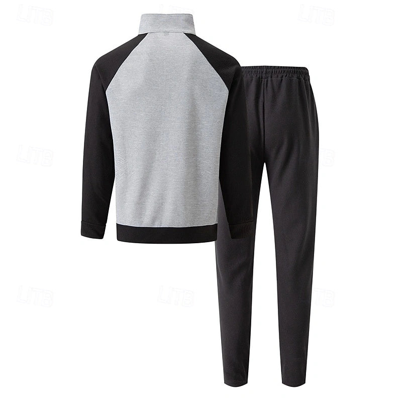 Mivanity Men's Stand Collar Zip-Up Sweatshirt Pants Sets