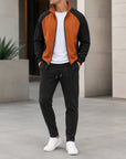 Mivanity Men's Stand Collar Zip-Up Sweatshirt Pants Sets