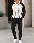 Mivanity Men's Stand Collar Zip-Up Sweatshirt Pants Sets