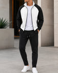 Mivanity Men's Stand Collar Zip-Up Sweatshirt Pants Sets
