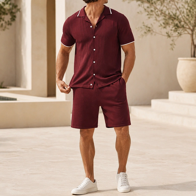 Mivanity Men's Streetwear Knit Cardigan Shorts 2-Piece Summer Sets
