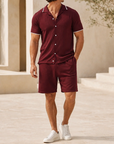 Mivanity Men's Streetwear Knit Cardigan Shorts 2-Piece Summer Sets