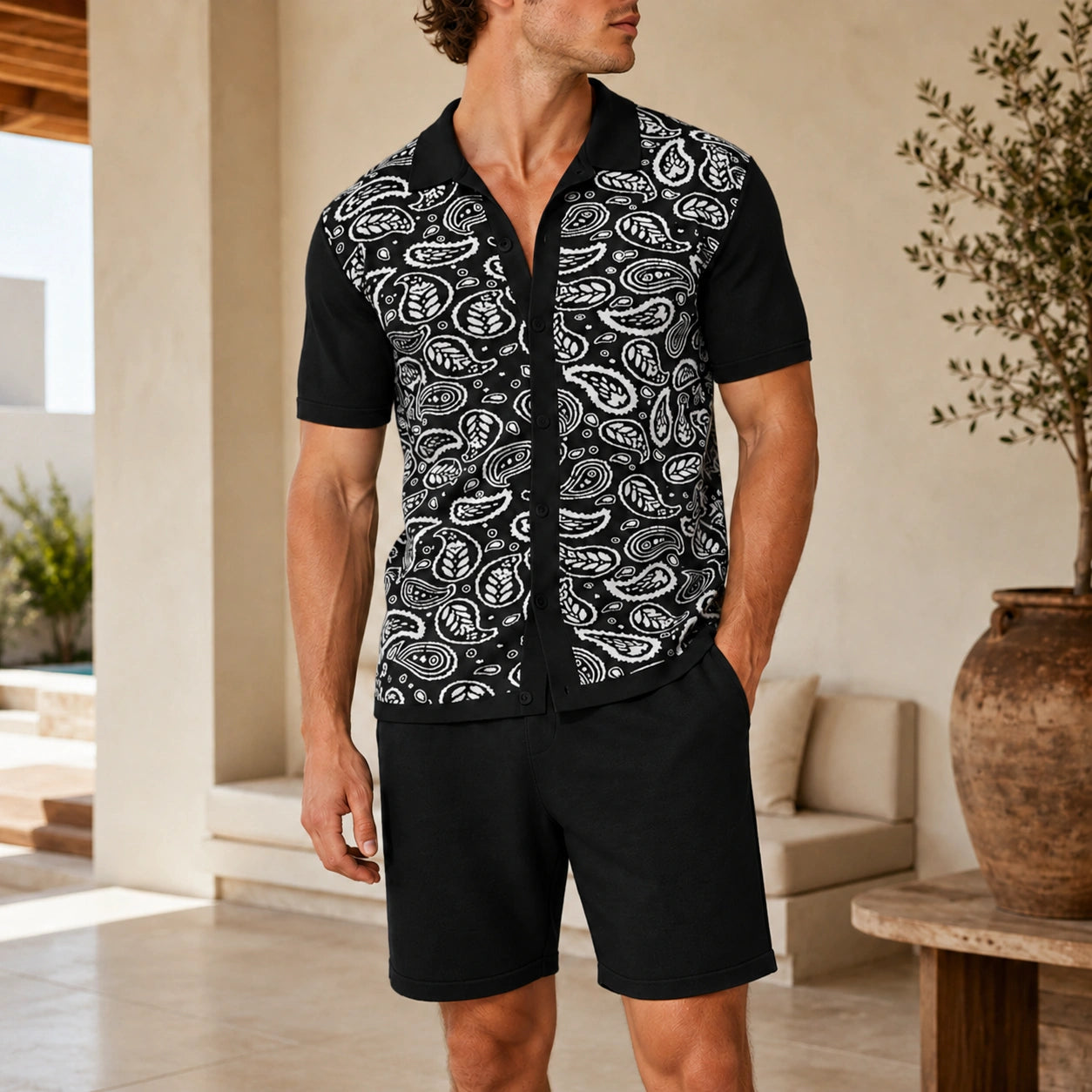 Mivanity Men's Streetwear Knit Shorts 2-Piece Summer Sets