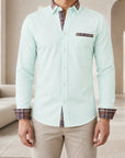 Mivanity Men's Stretch Color-Block Square Collar Shirts