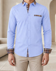 Mivanity Men's Stretch Color-Block Square Collar Shirts