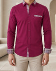 Mivanity Men's Stretch Color-Block Square Collar Shirts