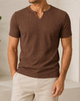 Mivanity Men's Stretch Vertical Stripe Short-Sleeve T-Shirts