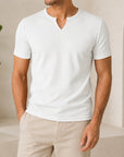 Mivanity Men's Stretch Vertical Stripe Short-Sleeve T-Shirts