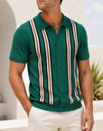 Mivanity Men's Striped Flocked Polo Shirts