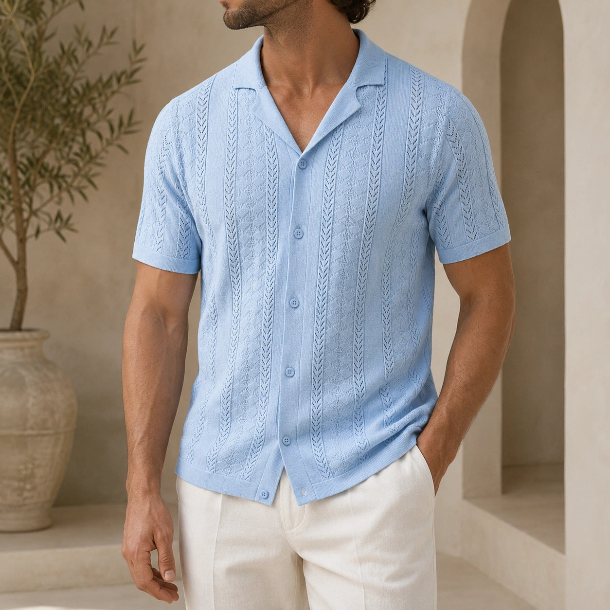 Mivanity Men's Striped Flocked Polo Shirts