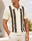 Mivanity Men's Striped Flocked Polo Shirts