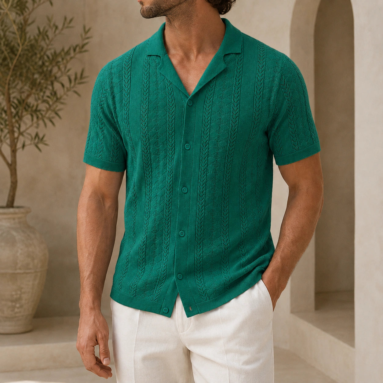 Mivanity Men's Striped Flocked Polo Shirts