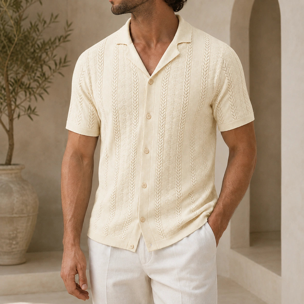 Mivanity Men's Striped Flocked Polo Shirts