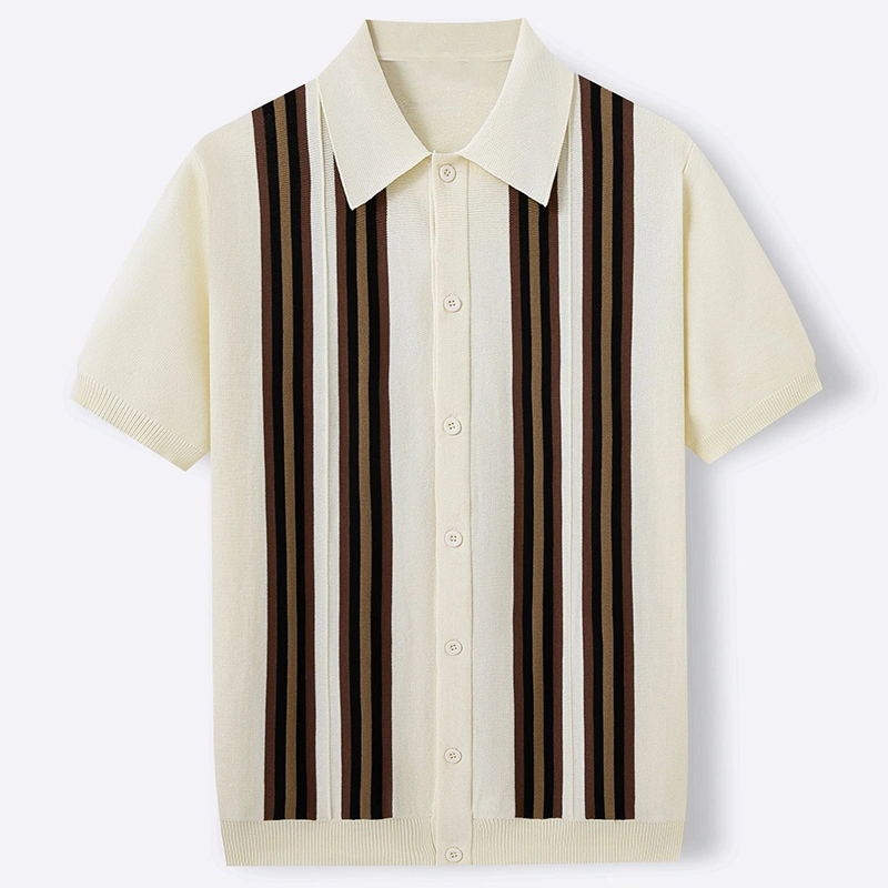 Mivanity Men's Striped Flocked Polo Shirts