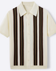 Mivanity Men's Striped Flocked Polo Shirts