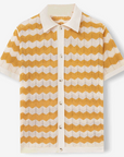 Mivanity Men's Striped Hollow-Out Knit Polo Shirts