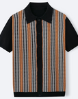 Mivanity Men's Striped Jacquard Short-Sleeve Polo Shirts