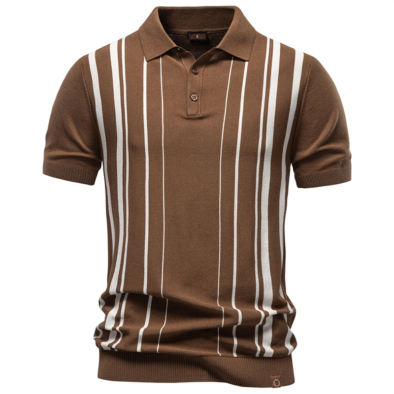 Mivanity Men's Striped Knit Short-Sleeve Shirts