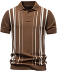Mivanity Men's Striped Knit Short-Sleeve Shirts