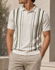 Mivanity Men's Striped Knit Short-Sleeve Shirts