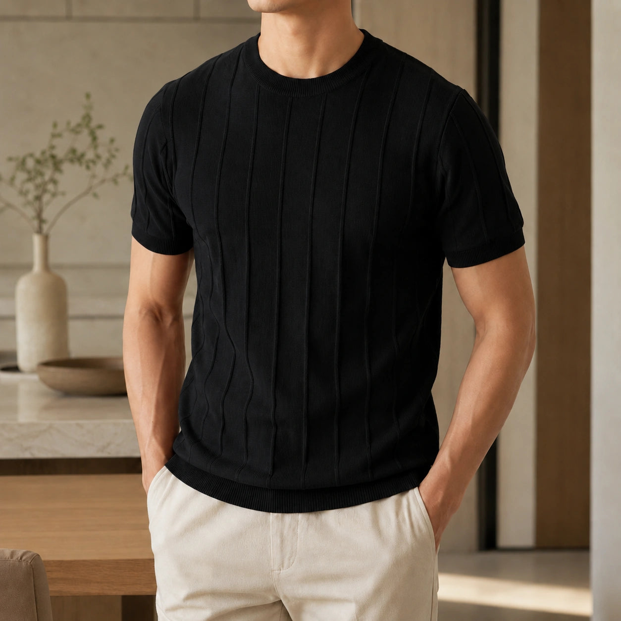 Mivanity Men's Striped Short-Sleeve Crew Neck T-Shirts