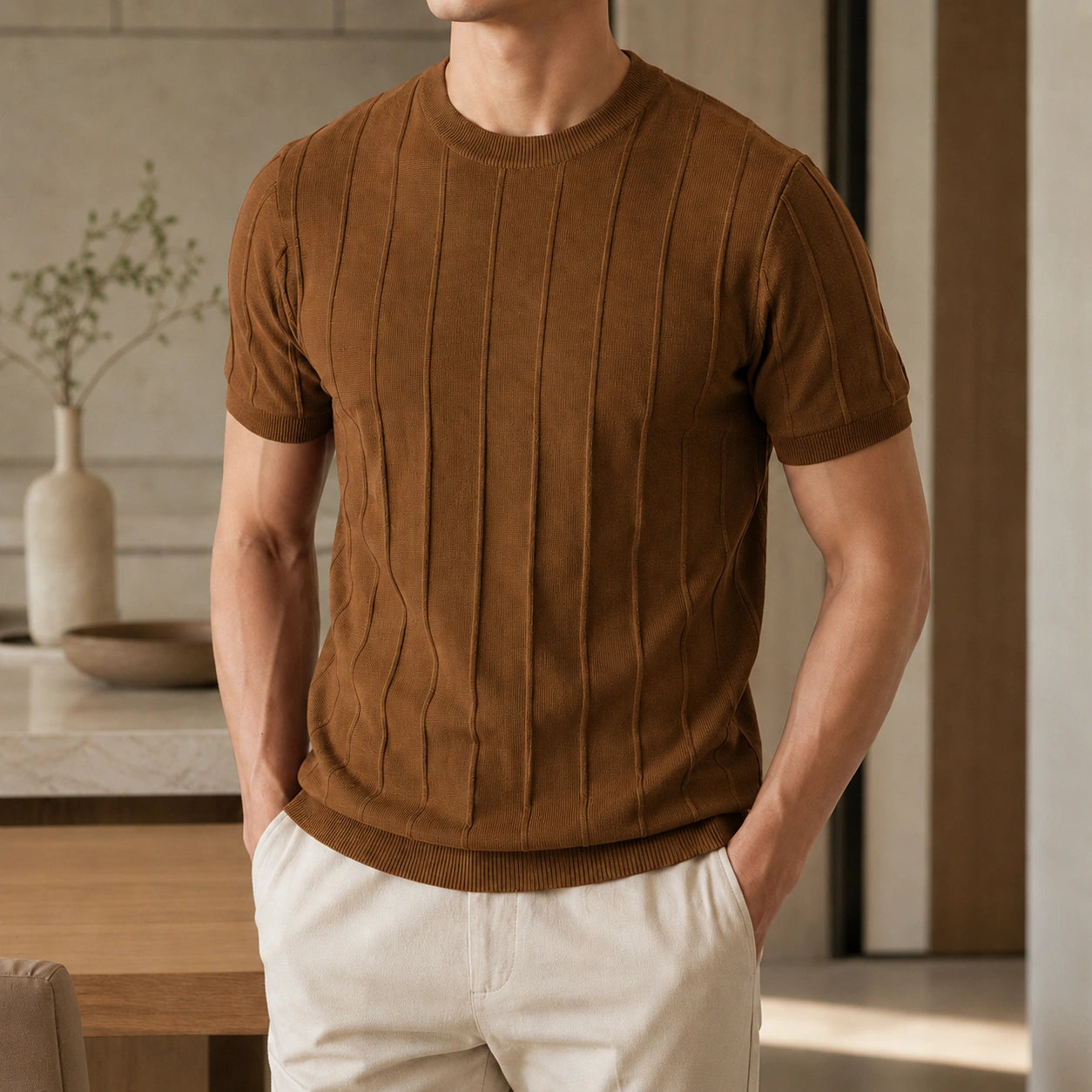 Mivanity Men's Striped Short-Sleeve Crew Neck T-Shirts