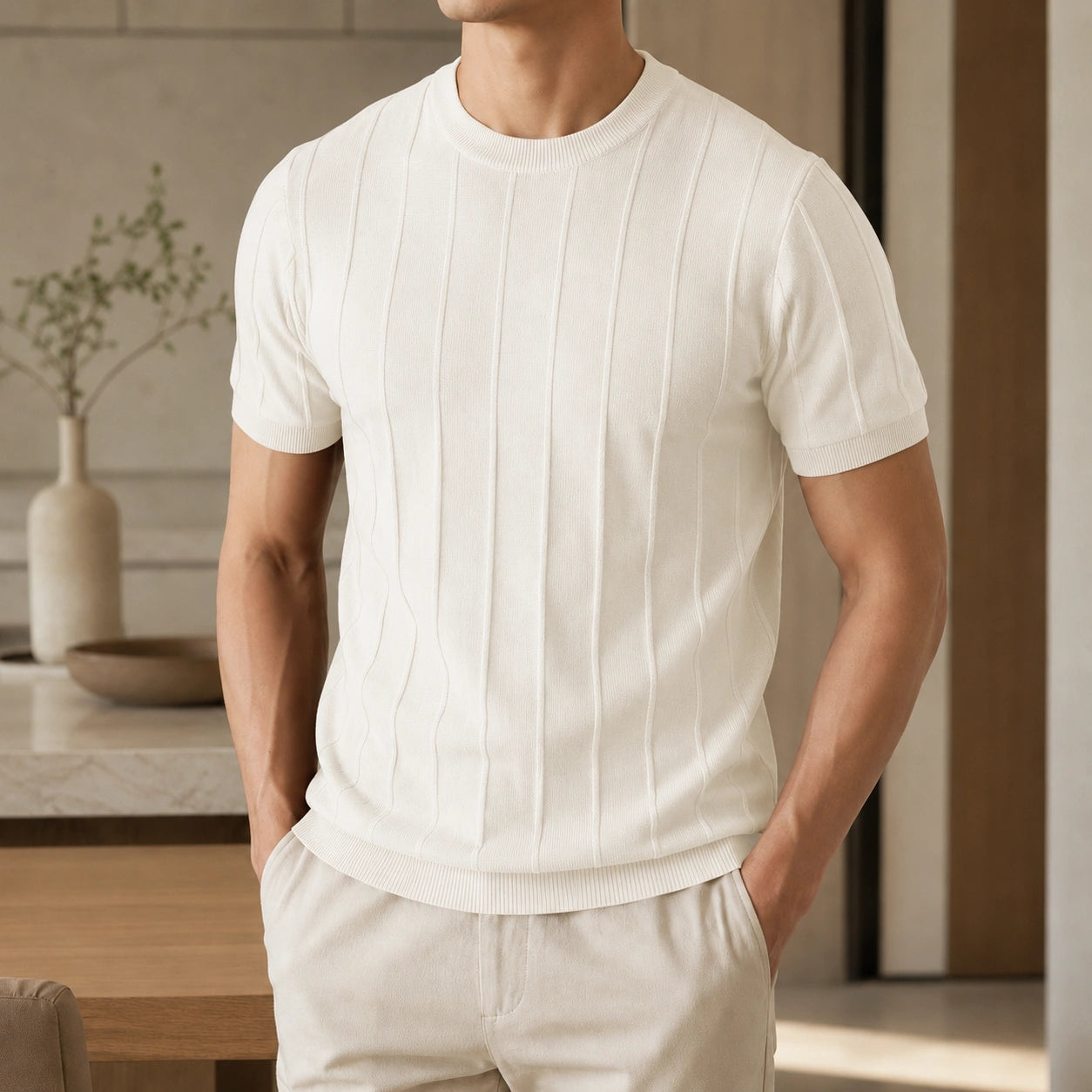 Mivanity Men's Striped Short-Sleeve Crew Neck T-Shirts