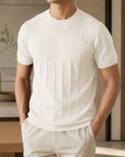 Mivanity Men's Striped Short-Sleeve Crew Neck T-Shirts