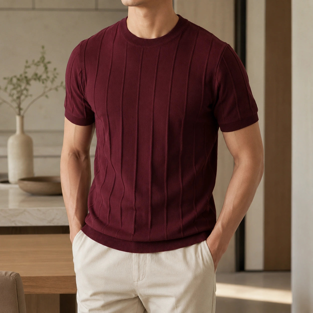 Mivanity Men's Striped Short-Sleeve Crew Neck T-Shirts