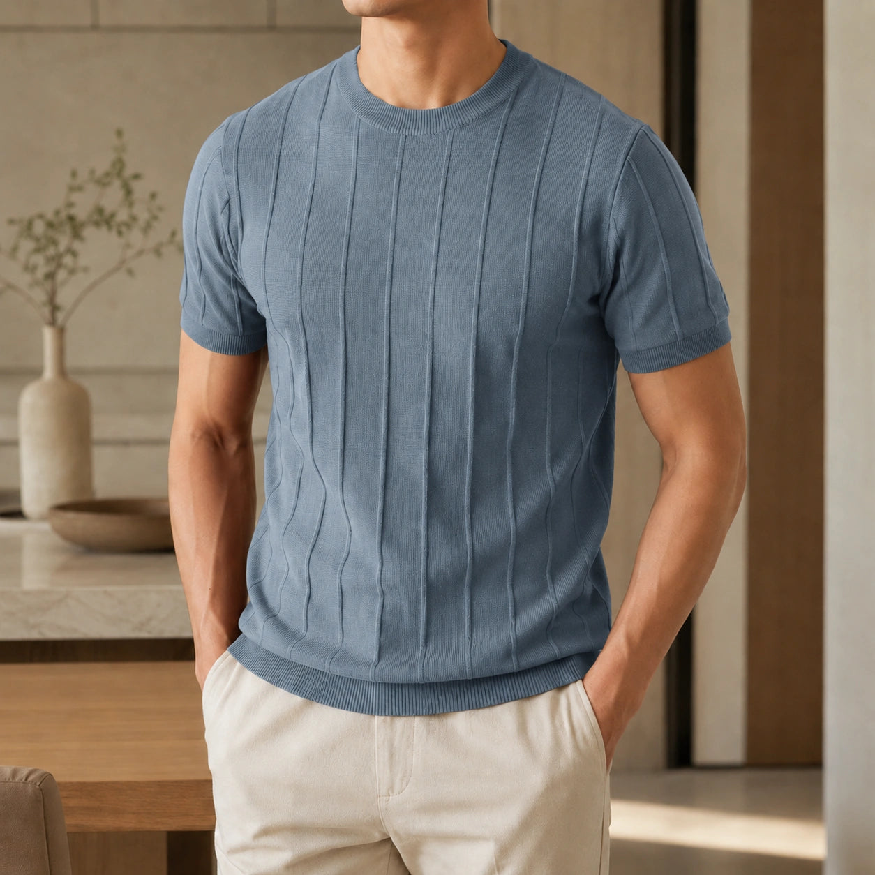 Mivanity Men's Striped Short-Sleeve Crew Neck T-Shirts