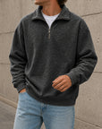 Mivanity Men's Stylish Casual Everyday Cotton Long-sleeved Half-zip Sweatshirt