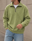 Mivanity Men's Stylish Casual Everyday Cotton Long-sleeved Half-zip Sweatshirt