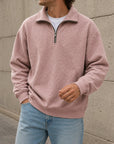 Mivanity Men's Stylish Casual Everyday Cotton Long-sleeved Half-zip Sweatshirt