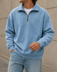 Mivanity Men's Stylish Casual Everyday Cotton Long-sleeved Half-zip Sweatshirt